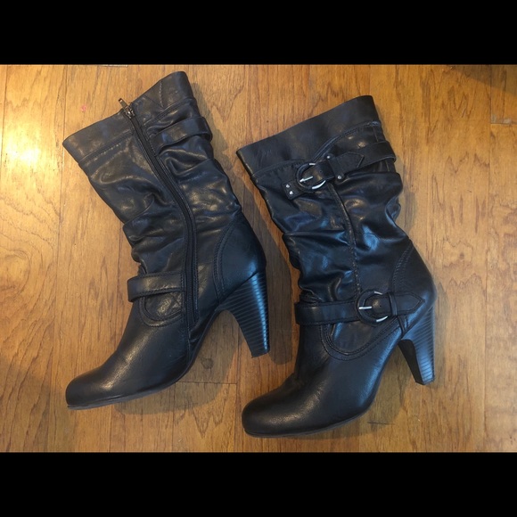 Black boots, mid-calf w/ 4in heel, women’s size 11 - Picture 2 of 2